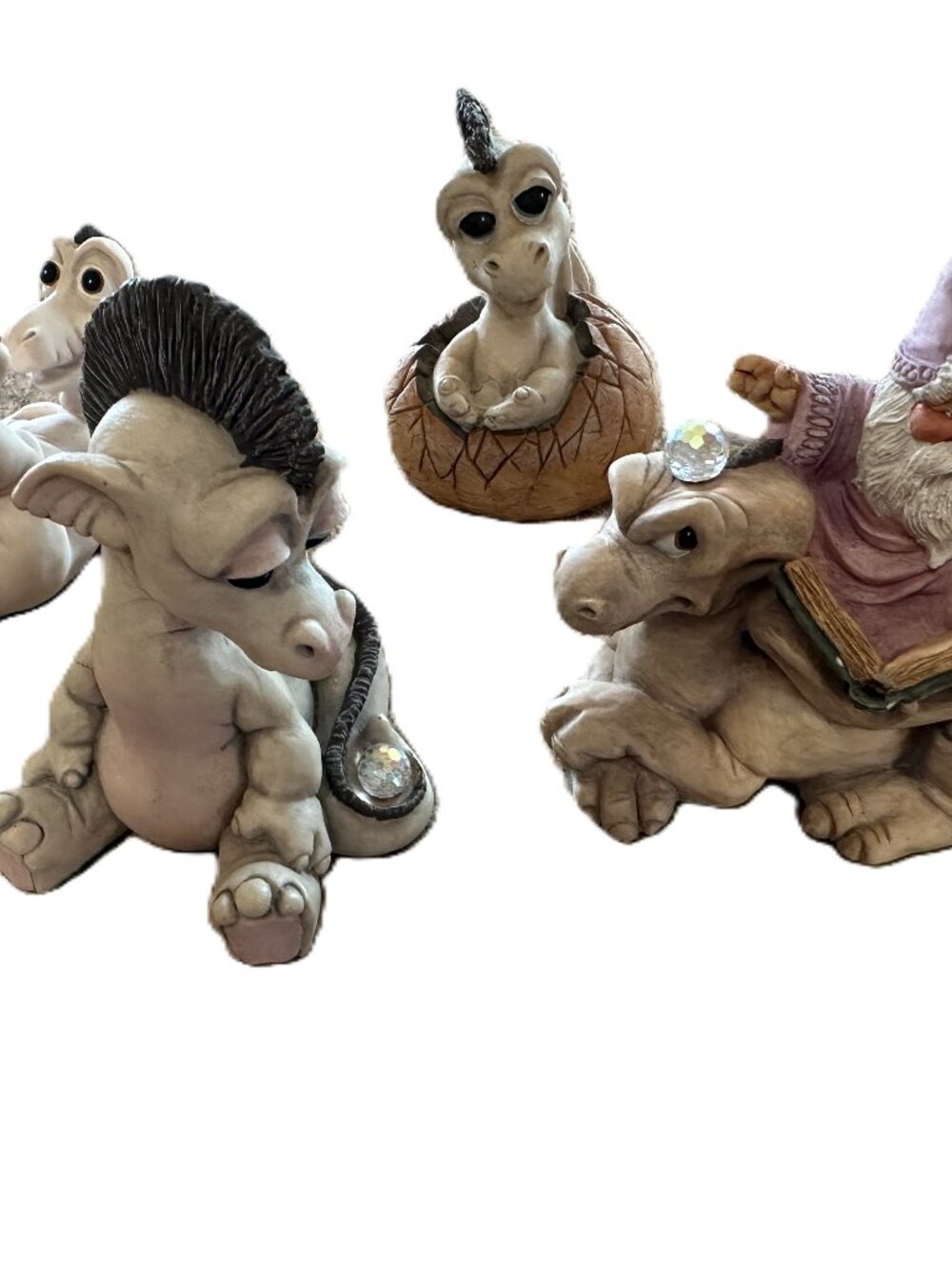 Krystonia - 4 Figurines - Tokkel, Jumbly the Juggler, a dragon & dragon w/wizard